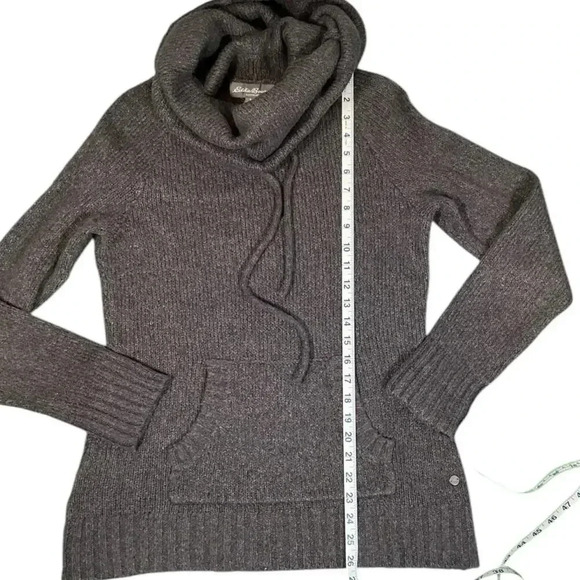 Eddie Bauer Sleepwear Women's Size Medium Cowl Neck Kangaroo Pockets Dark Gray - Picture 7 of 11